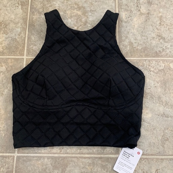 NWT Lululemon Diamond Grid swim top cups C/D black size 4 - Picture 1 of 11